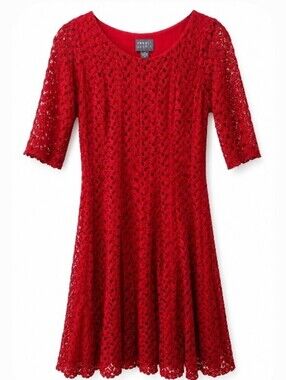 Rabbit Rabbit Rabbit Bright Red Crochet Dress